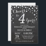Invitation 4e anniversaire Mariage Chalkboard Black Silver<br><div class="desc">4e anniversaire Mariage Chalkboard Black and Silver Invitation. Quatrième anniversaire du Mariage. Chalkboard Black et Silver Parties scintillant Arrière - plan diamant. Confetti en argent. Anniversaire adulte. Fête d'anniversaire d'une femme ou d'un homme. Pour plus de personnalisation, cliquez sur le bouton "Customiser" et utilisez notre outil de conception pour modifier...</div>