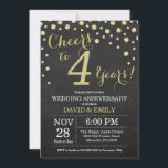Invitation 4e anniversaire Mariage Chalkboard noir et or<br><div class="desc">4e anniversaire Mariage Chalkboard Black and Gold Invitation. Quatrième anniversaire du Mariage. Chalkboard Black et Gold Parties scintillant Diamond Arrière - plan. Confetti d'or. Anniversaire adulte. Fête d'anniversaire d'une femme ou d'un homme. Pour plus de personnalisation, cliquez sur le bouton "Customiser" et utilisez notre outil de conception pour modifier ce...</div>