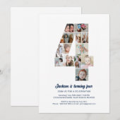 Invitation 4e anniversaire Numéro 4 Photo personnalisée Colla (Devant / Derrière)
