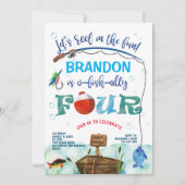 Invitation 4e anniversaire O-fish-ally Petit pêcheur pêche (Devant)