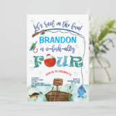 Invitation 4e anniversaire O-fish-ally Petit pêcheur pêche (Debout devant)