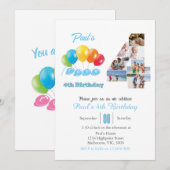 Invitation 4e anniversaire photo collage numéro 4 Garçon (Devant / Derrière)