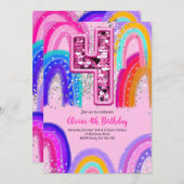 Invitation 4e anniversaire Rainbow Fun coloré (Devant / Derrière)