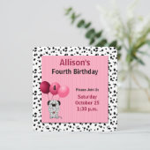 Invitation 4e anniversaire rose fête Dalmatie Thème (Debout devant)