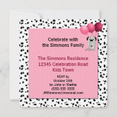 Invitation 4e anniversaire rose fête Dalmatie Thème (Dos)