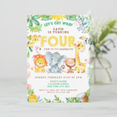 Invitation 4e anniversaire Safari Animaux Jungle Thème Zoo FO (Debout devant)