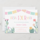Invitation 4e anniversaire Taco Party - Fiesta FOUR Girl (Devant)