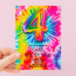 Invitation 4e Anniversaire Tie Dye