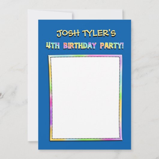 Invitation 4e fête d'anniversaire Ajouter une photo Invitatio (Dos)