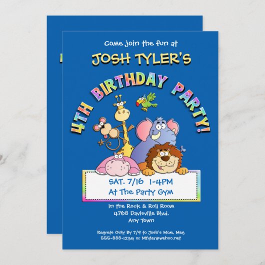 Invitation 4e fête d'anniversaire Ajouter une photo Invitatio (Devant / Derrière)