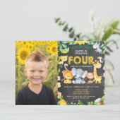 Invitation 4e fête d'anniversaire Zoo Jungle Animaux Garçon P (Debout devant)