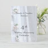 Invitation 4e fête Mariage, dentelle Vintage (Debout devant)