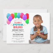 Invitation 4ème anniversaire Ballons photo bleu (Devant)
