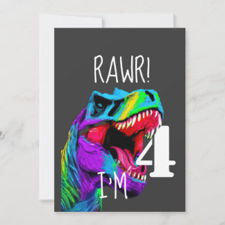 Invitation 4ème anniversaire Dinosaur Roar