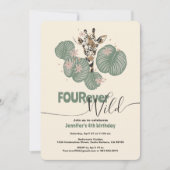 Invitation 4th Birthday Tropical Giraffe Animal Party (Devant)