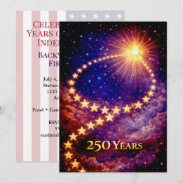 Invitation 4th of July 50 Stars 250 Years USA BBQ Party