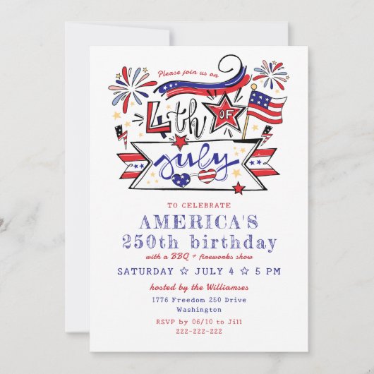 Invitation 4th of July Backyard BBQ & Fireworks America 250 (Devant)