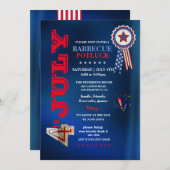 Invitation 4th of July Barbecue Potluck Party  (Devant / Derrière)