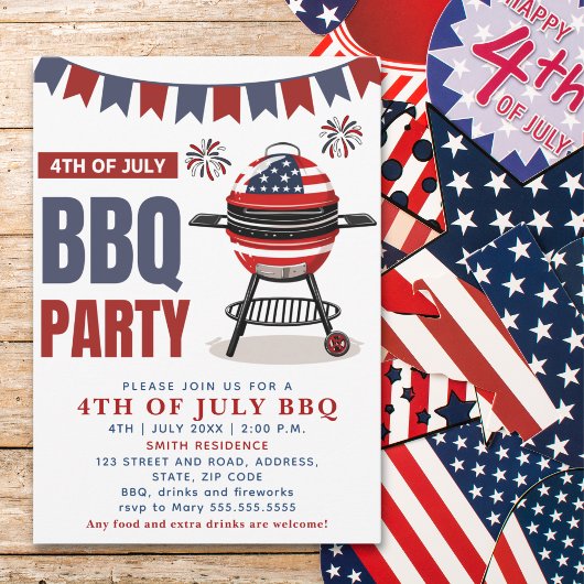 Invitation 4th of July BBQ - Independence Day Party