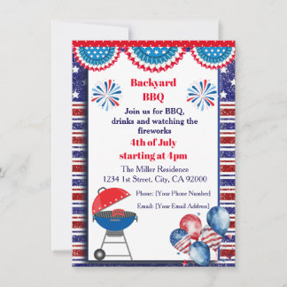 Invitation 4th Of July BBQ Invitation, Party In USA Invite