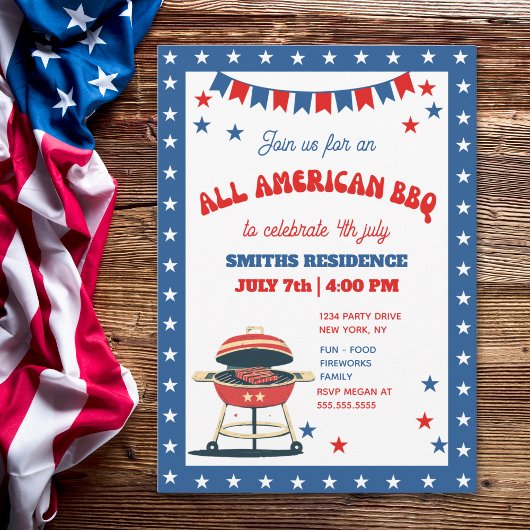 Invitation 4th of July BBQ Party – ALL AMERICAN BBQ