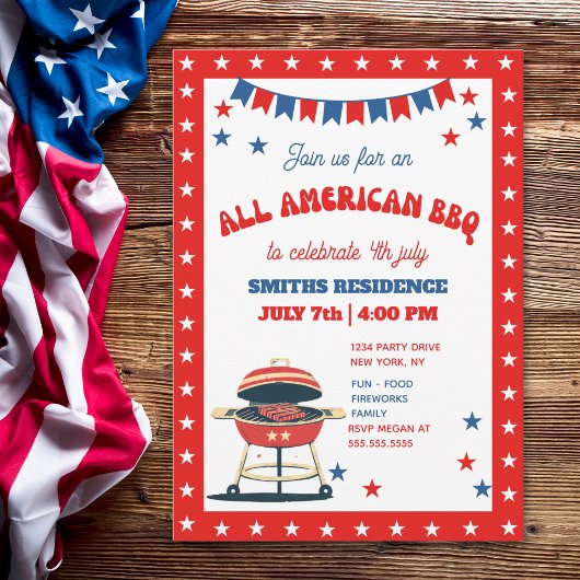 Invitation 4th of July BBQ Party – ALL AMERICAN BBQ