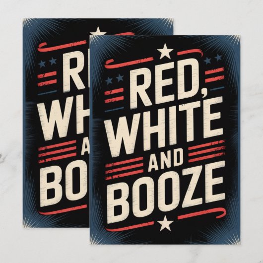 Invitation 4th of July Booze Party | Red White and Booze (Devant / Derrière)