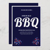 Invitation 4th of July Fireworks BBQ Party (Devant / Derrière)