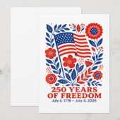 Invitation 4th of July Patriotic 250th Anniversary 250 Years (Devant / Derrière)