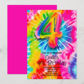 Invitation 4th Tie Dye Birthday (Devant / Derrière)