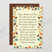 Invitation 4x6 de poème de dîner de répétition de (Devant / Derrière)