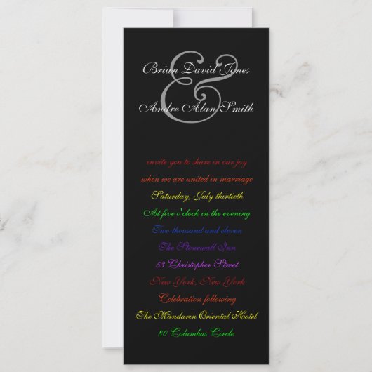 Invitation 4x9 Gay Mariage Rainbow Pride Metallic Paper (Devant)