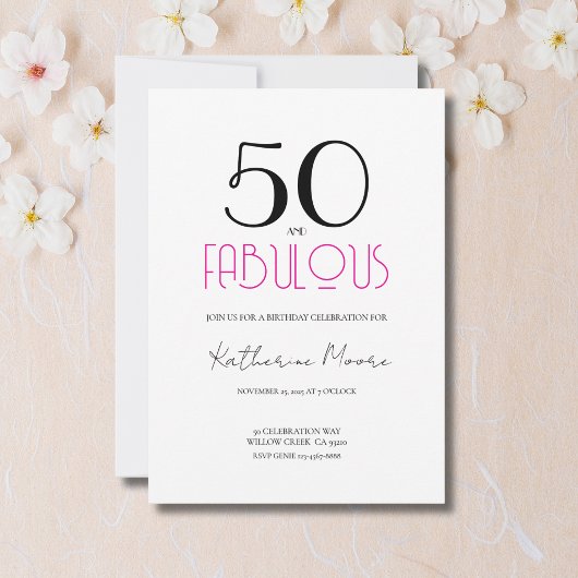 Invitation 50 and Fabulous 50th Birthday Party