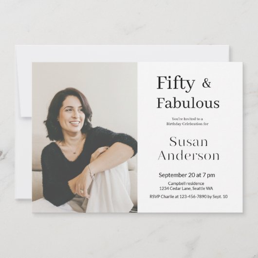 Invitation 50 and Fabulous 50th Birthday Party Photo (Devant)