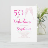 Invitation 50 and Fabulous | 50th Birthday Party Pink (Debout devant)