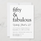 Invitation 50 and Fabulous 50th Modern Minimal Fifty Birthday (Devant)