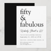 Invitation 50 and Fabulous 50th Modern Minimal Fifty Birthday (Devant / Derrière)