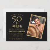 Invitation 50 and Fabulous Black Gold 50th Birthday Party (Devant)
