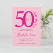 Invitation 50 and Fabulous Blush Pink Script 50th Birthday (Debout devant)