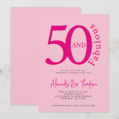 Invitation 50 and Fabulous Blush Pink Script 50th Birthday (Devant / Derrière)