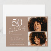 Invitation 50 and Fabulous Brown 50th Birthday Party (Devant / Derrière)