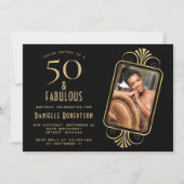 Invitation 50 and Fabulous Deco Black 50th Birthday Party (Devant)