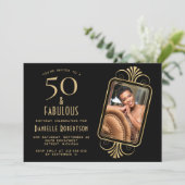 Invitation 50 and Fabulous Deco Black 50th Birthday Party (Debout devant)