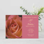 Invitation 50 and Fabulous Floral Pink Rose Birthday (Debout devant)