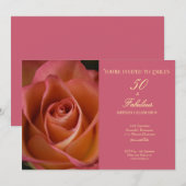Invitation 50 and Fabulous Floral Pink Rose Birthday (Devant / Derrière)