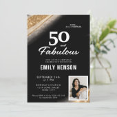 Invitation 50 and Fabulous Gold Black 50th Birthday (Debout devant)
