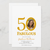Invitation 50 and Fabulous Photo 50th Birthday Party (Devant / Derrière)