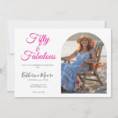Invitation 50 and Fabulous Photo Pink 50th Birthday Party  (Devant)