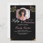 Invitation 50 and Fabulous Pink 50th Birthday Party (Devant)