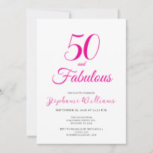 50 and Fabulous Script Pink 50th Birthday Party